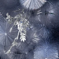 HOMCOM Árvore de natal 150 cm Pinheiro Artificial Decoração de Natal com Peças de Decoração 222 Ramos Cinza Metal PET Φ75x150cm(m-4)