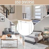 HOMCOM Mesa Consola Mesa Auxiliar com 2 Gavetas  para Entrada Corredor Sala de Estar 87x34x78,5cm Branco e Madeira(m-8)