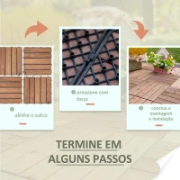 Outsunny Conjunto de 27 Ladrilhos de Madeira 30x30 cm com Área de 2,43 m² Sistema Click de Ladrilhos Castanho(m-6)