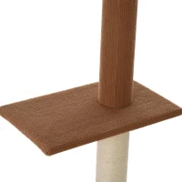 PawHut Arranhador para Gatos de Chão ao Teto com Altura Ajustável 4 Plataformas e Poste de Sisal 43x27x228-260 cm Marrom Escuro(m-10)
