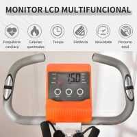 HOMCOM Bicicleta Estática Dobrável com Altura e Resistência Ajustáveis com Tela LCD e Assento com Encosto 51x97x115cm Laranja(m-4)