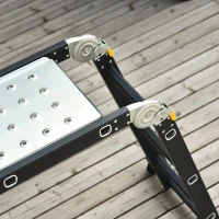 DURHAND Escada multiuso dobrável 5 em 1 com 2 placas de alumínio 70x61x11 cm Preto(m-12)