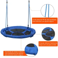 HOMCOM Baloiço para Criança tipo Ninho Baloiço Infantil Redondo acima de 3 Anos Carga Máx. 100 kg Ø100x180 cm Azul(m-4)