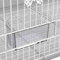 PawHut Gaiola para pássaros 60x41x41cm Aviário com 2 poleiros e 3 portas para pássaros pequenos Canários Papagaios de metal branco(m-7)