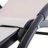 Outsunny Espreguiçadeira de Jardim Reclinável com Encosto Ajustável de 5 Níveis Apoio para os Pés Regulável e Apoio para a Cabeça Removível para Terraço Balcão Exterior 66x152x81cm Bege(m-8)