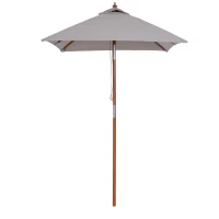 Outsunny Chapéu de Sol de Jardim 200x150x230cm Chapéu de Sol Retangular Inclinável com Polia Duplo Teto e Mastro Desmontável de Madeira para Terraço Pátio Cinza(m-10)