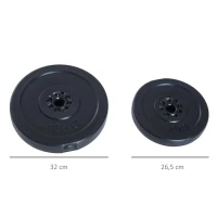 HOMCOM Conjunto de 4 discos de peso de 5 kg e 10 kg com orifício de Ø25 mm preto(m-3)