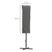 Outsunny Capa protetora de guarda-sol Ø57x160 cm cobertura de para-sol resistente para jardim com hastes zíper tecido Oxford cinza(m-3)