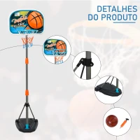 HOMCOM Tabela de basquetebol para crianças acima de 6 anos com suporte de altura ajustável e base recarregável incluídos 32x65x126-158 cm(m-8)