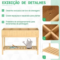 Outsunny Horta Vertical de Madeira 120x60x81cm Floreira Elevada para Cultivo de Plantas Flores com Prateleira Inferior para Jardim Terraço Exterior(m-7)