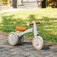 HOMCOM Bicicleta sem Pedais para Crianças de 1-3 Anos Bicicleta de Equilíbrio com 3 Rodas Silenciosas Carro Andador de Bebé 60x24x37cm Marrom(m-2)