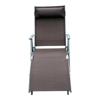 Outsunny Espreguiçadeira Dobrável de Jardim com Encosto Ajustável em 7 Posições Apoio para a Cabeça 137x63,5x100,5cm Marrom(m-4)