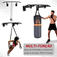 HOMCOM Barra de Elevações para Parede Treinamento Muscular Pull Up para Casa Carga Máxima 150kg 93,5x65x17 cm Preto(m-4)