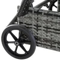 Outsunny Conjunto de 2 Espreguiçadeiras com Mesa de Vime Chaise Longue Almofadas Acolchoadas para Jardim Cinza(m-8)