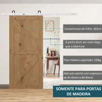 HOMCOM Ferragens para Porta Corredeira Kit de Acessórios para Porta Corredeira de Madeira com Guia de Chão Trilho de Aço de Carbono Branco(m-4)