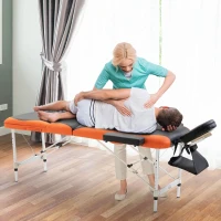 HOMCOM Marquesa de Massagem Dobrável e Portátil com Altura Ajustável e Apoio para a Cabeça 180x60x62-82 cm Laranja e Preto(m-2)