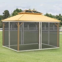 Outsunny 4 Painéis Laterais 352x207 cm para pérgola de Jardim  Mosquiteira com Zíperes e Anéis Preto(m-12)