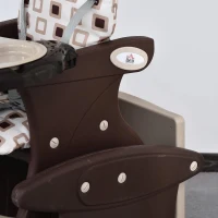 HOMCOM Cadeira para bebês 3 em 1 por mais de 6 meses Transformar em mesa e cadeira multifuncional Ajustável em 3 posições encosto alto Acolchoado com 2 bandejas removíveis 57x59x105 cm Marrom(m-9)