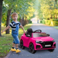 HOMCOM Carro Elétrico Infantil para 3-5 anos Licença Audi RS Q8 com Bateria 6V Controle a Distância Música MP3 Buzina e Luzes Velocidade Máx. 3km/h 101x62x51cm Rosa(m-9)