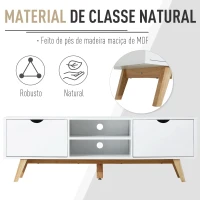 HOMCOM Móvel de TV para Televisores de até 65 Polegadas com 2 Armários Prateleiras Abertas e Puxador Oco 150x39x50 cm Branco e Madeira(m-5)