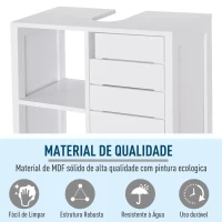 kleankin Móvel para Lavatório Pousar Suspenso com 2 Prateleiras Abertas e Armário com Prateleira Ajustável 60x30x54 cm Branco(m-5)