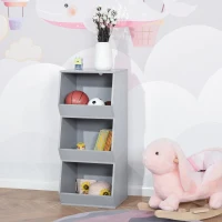 HOMCOM Estante Infantil de Madeira para Crianças com 3 Prateleiras de Armazenamento para Brinquedos Livros 38x34,5x90cm Cinza(m-2)