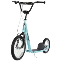 HOMCOM trotinete para crianças acima de 5 anos Guiador ajustável Rodas infláveis 135x58x88-94 cm Azul(m-1)