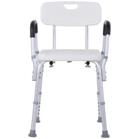 HOMCOM Cadeira para Duche Antiderrapante com Altura Ajustável em 6 Níveis Apoio para os Braços e Encosto 51,5x51,5x71-84 cm Branco(m-12)