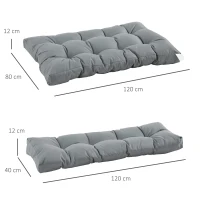 Outsunny Almofada para palete com encosto  para banco rede balanço interna externa 120x80x12 cm cinza(m-3)