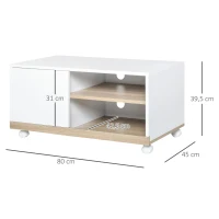 HOMCOM Gabinete de TV Mesa de sala de estar moderna para TV de 42 polegadas com 4 rodas prateleira ajustável 80x45x39.5 cm Branco(m-3)