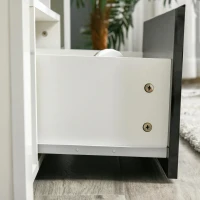 HOMCOM Móvel de TV para Sala de Estar com Iluminação LED 6 Modos de Cores Controle Remoto Gaveta e Prateleiras de Cristal Ajustáveis 140x35x52cm Preto e Branco Brilhante(m-8)