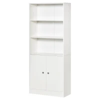 HOMCOM Estante para Livros com 3 Compartimentos Abertos e 1 Armário com Prateleira Ajustável Armazenamento para Sala de Estar Escritório 70x29,5x167 Branco(m-1)