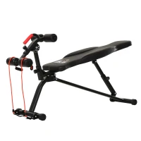 HOMCOM Banco de Abdominais Dobrável com Altura Ajustável 4 Ângulos Suporte para Pernas Ergonómico 44,5x143x84-92 cm Preto(m-1)