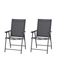 Outsunny Conjunto de 2 cadeiras dobráveis para exterior com apoio de braços Cadeiras para varanda Jardim Terraço 58x64x94 cm Preto Carga 100kg(m-1)