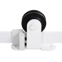 HOMCOM Ferragens para Porta Corredeira Kit de Acessórios para Porta Corredeira de Madeira com Guia de Chão Trilho de Aço de Carbono Branco(m-7)