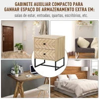 HOMCOM Mesa de Cabeceira cómoda de madeira confortável com 2 gavetas 48x39,5x60cm(m-4)
