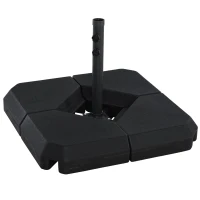 Outsunny Base para chapéu de sol  Ø48 mm com 4 Pesos Enchentes de 60L Água ou Areia Suporte Cruzado para chapéu de sol com Tubo de Aço 80x80x56 cm Preto(m-1)