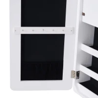 HOMCOM  Armário para Joias Luzes LED de luz Reclinável  Madeira 30x36x146cm  cor Branco(m-12)