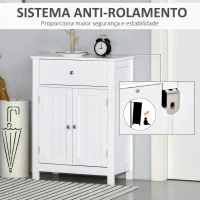 Kleankin Armário de Casa de Banho com 1 Gaveta e Prateleira Interior Ajustável Móvel Auxiliar de Armazenamento Multifuncional para Sala de Estar Cozinha 60x30x80cm Branco(m-6)