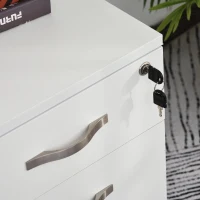 HOMCOM Bloco de Gavetas para Escritório Móvel de Arquivos com 5 Rodas Fechadura para Secretária Casa 40x45.5x52.5 cm Branco(m-10)