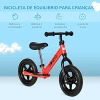 HOMCOM Bicicleta sem Pedais para Crianças de 2-5 Anos com Assento e Guiador Ajustáveis Bicicleta de Equilíbrio Infantil com Estrutura de Aço 89x37x55-60cm Vermelho(m-7)