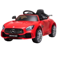 HOMCOM Carro elétrico para crianças de 3-5 anos licenciado Mercedes GTR bateria de 12V com controle remoto Faróis musica Carga de 25kg 105x58x45 cm Vermelho(m-1)