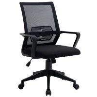 Vinsetto Cadeira de escritório ergonômica giratória ajustável em altura com apoio de braços e apoio lombar Tecido respirável 61x58.5x89-99 cm Preto(m-1)