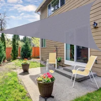 Outsunny Vela de Sombra Triangular 3x3x3 m Toldo Vela de Poliéster com Proteção UV Aneis em Forma de D e Cordas para Jardim Pátio Piscina Cinza(m-2)