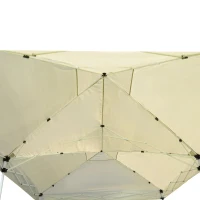 Outsunny Tenda Dobrável para Jardim com 6 Cortinas Rede Mosquiteira e Bolsa de Transporte 591x297x255 cm Creme e Preto(m-8)