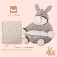 HOMCOM Mini sofá infantil para crianças acima de 18 meses em forma de burro com assento acolchoado 60x55x60cm cinza(m-4)