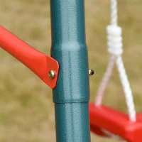 Outsunny Conjunto de Baloiços para Crianças com Suporte de Metal e Corda Ajustável 220x160x180 cm Verde e Vermelho(m-10)