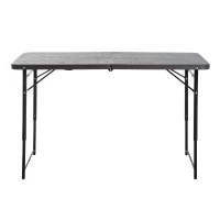 Outsunny Mesa dobrável ajustável Altura regulável 122x61x53 / 71,5 cm Marrom e preto(m-7)