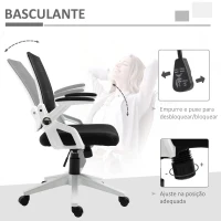 Vinsetto Cadeira de Escritório Ergonômica Basculante com Altura Ajustável Apoio para o Braço Dobrável Suporte Lombar e Malha Transpirável 61x61x94-104cm Preto(m-5)