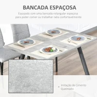 HOMCOM Mesa de Sala de Jantar Retangular Estilo Industrial com Pés de Metal e Almofadas Ajustáveis 120x80x76cm Cinza(m-4)